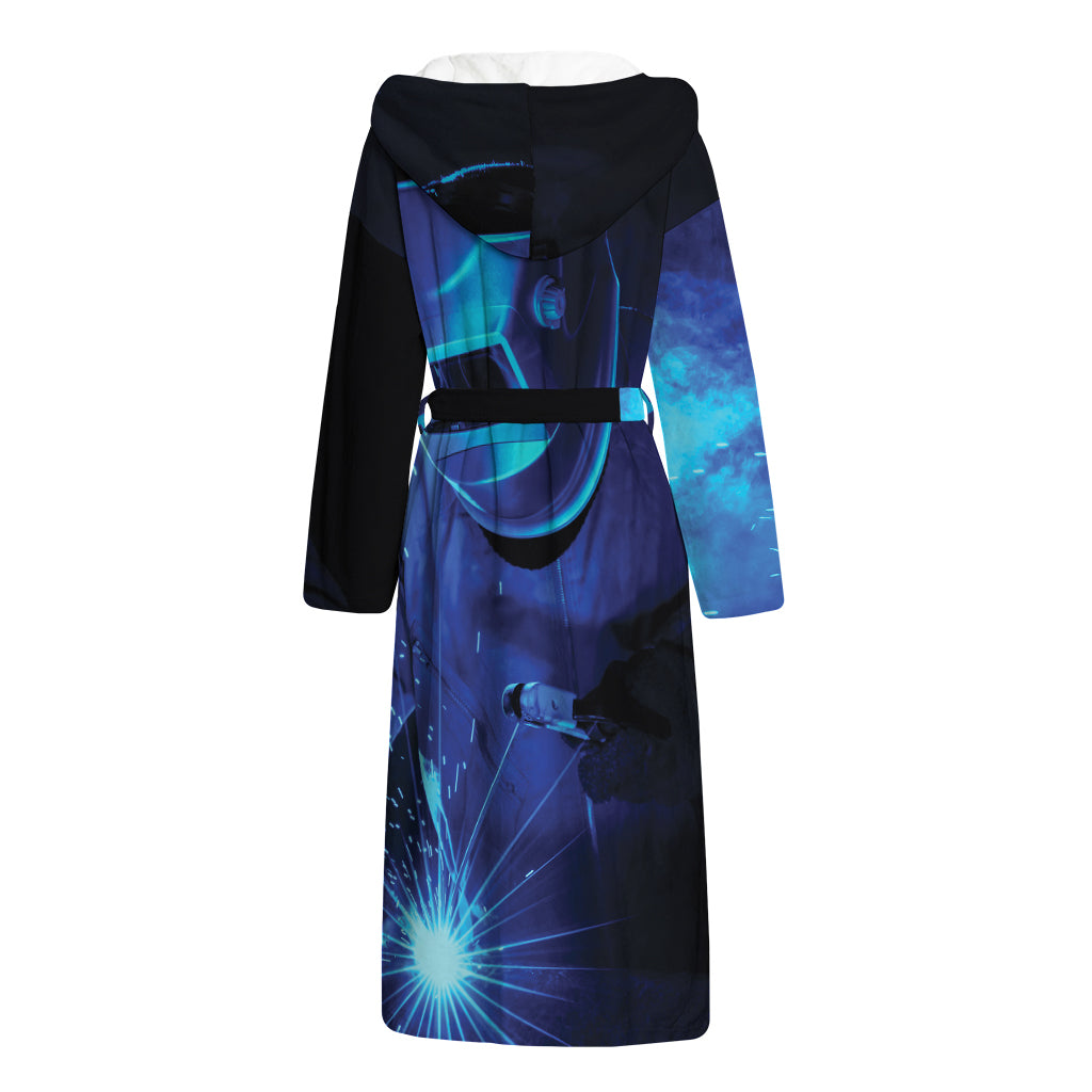 Industrial Welder Print Hooded Bathrobe