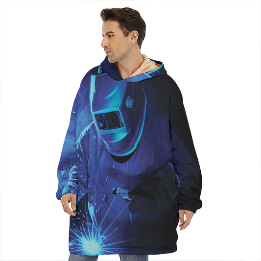 Industrial Welder Print Hoodie Blanket