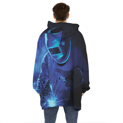 Industrial Welder Print Hoodie Blanket