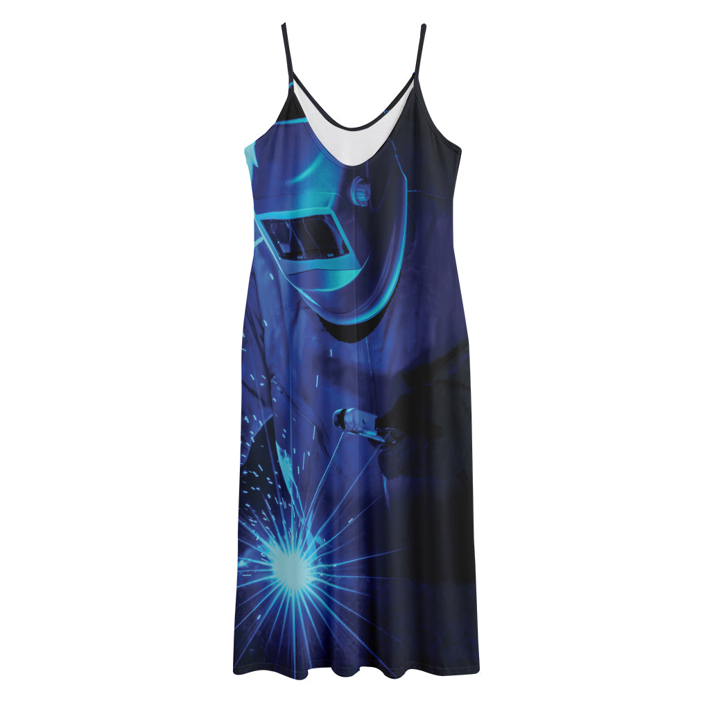 Industrial Welder Print Jersey Midi Cami Dress
