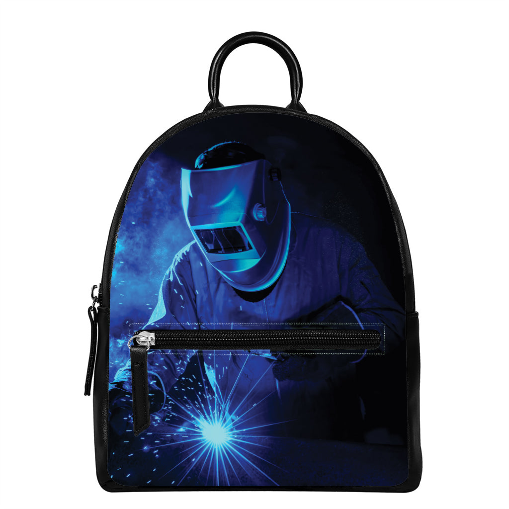 Industrial Welder Print Leather Backpack