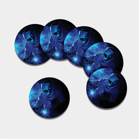 Industrial Welder Print Leather Coaster Set