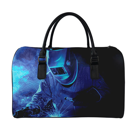 Industrial Welder Print Leather Duffle Bag