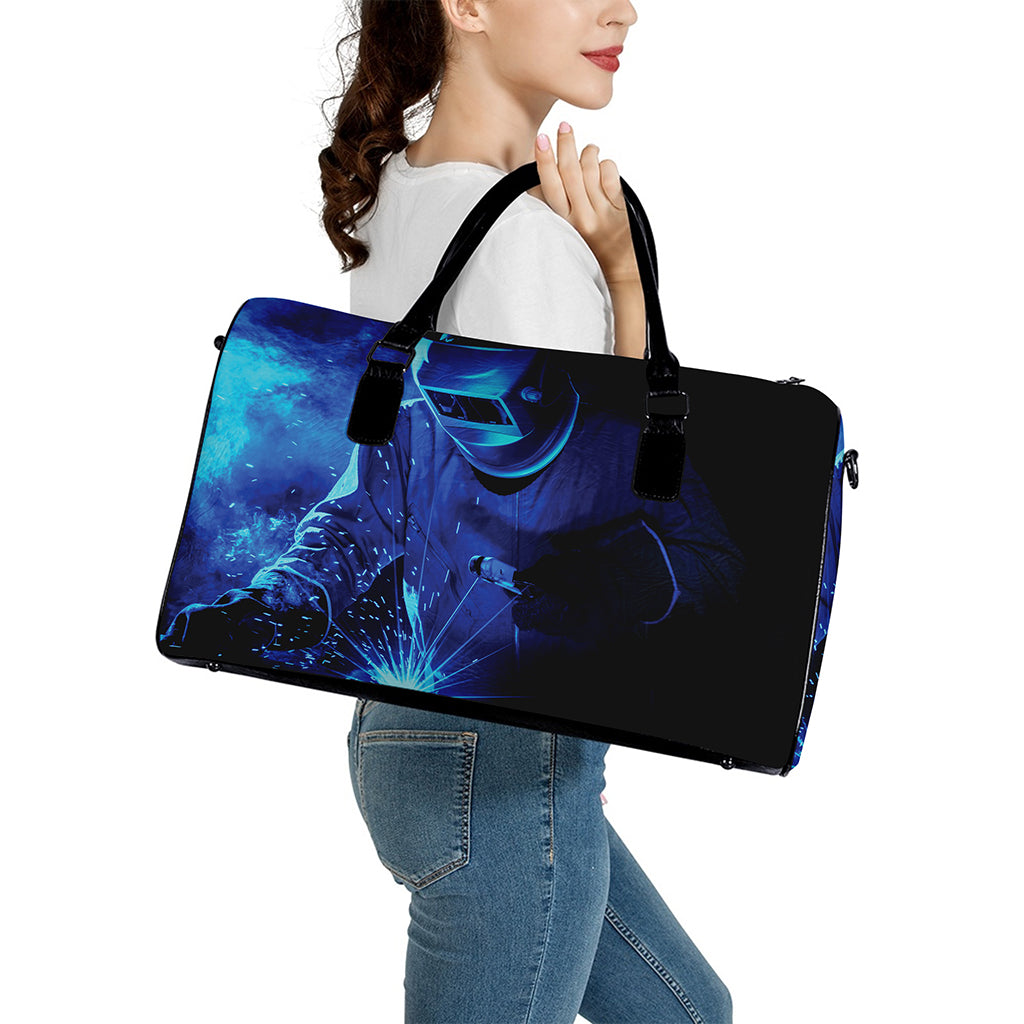 Industrial Welder Print Leather Duffle Bag