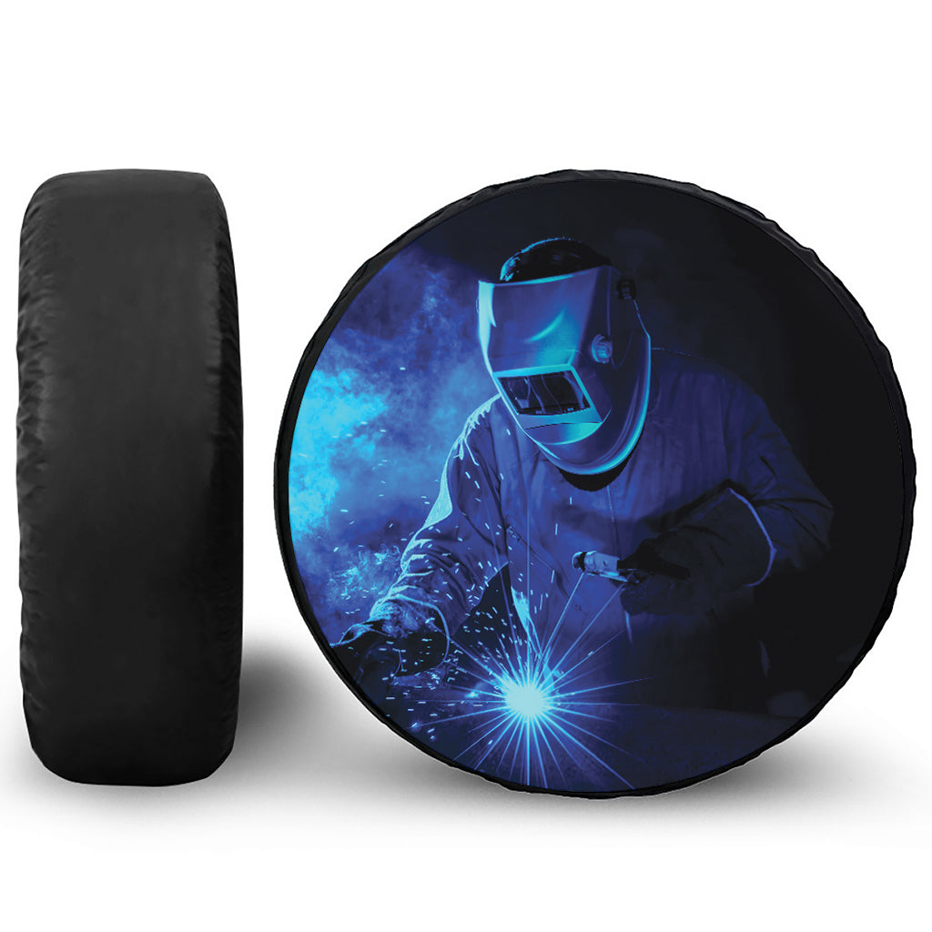 Industrial Welder Print Leather Spare Tire Cover