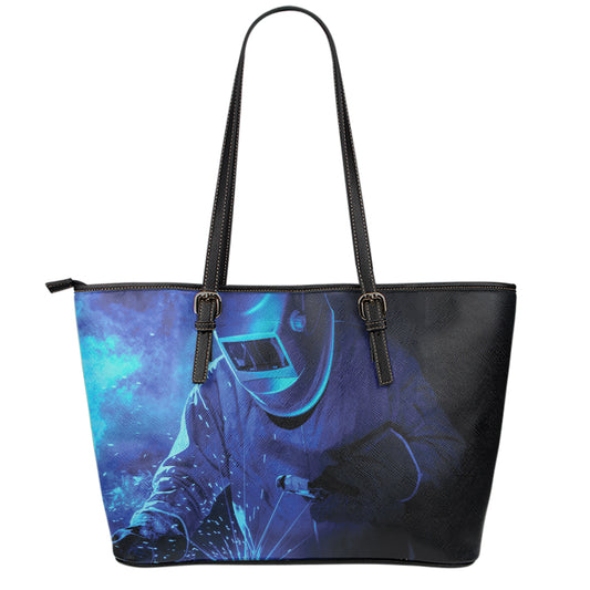 Industrial Welder Print Leather Tote Bag