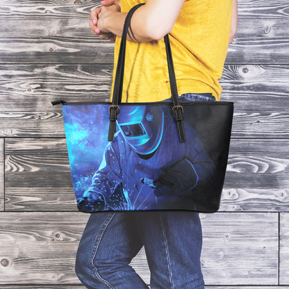 Industrial Welder Print Leather Tote Bag