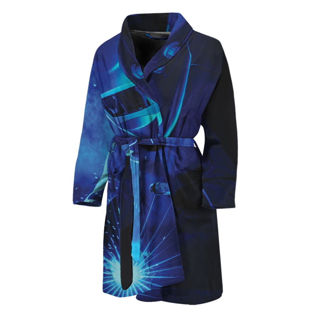 Industrial Welder Print Men's Bathrobe