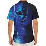 Industrial Welder Print Men's Deep V-Neck Shirt
