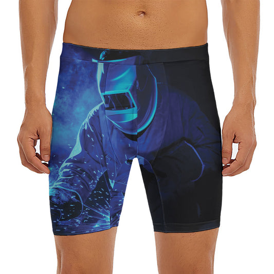 Industrial Welder Print Men's Long Boxer Briefs