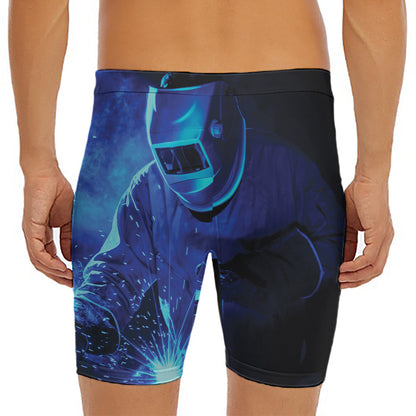 Industrial Welder Print Men's Long Boxer Briefs