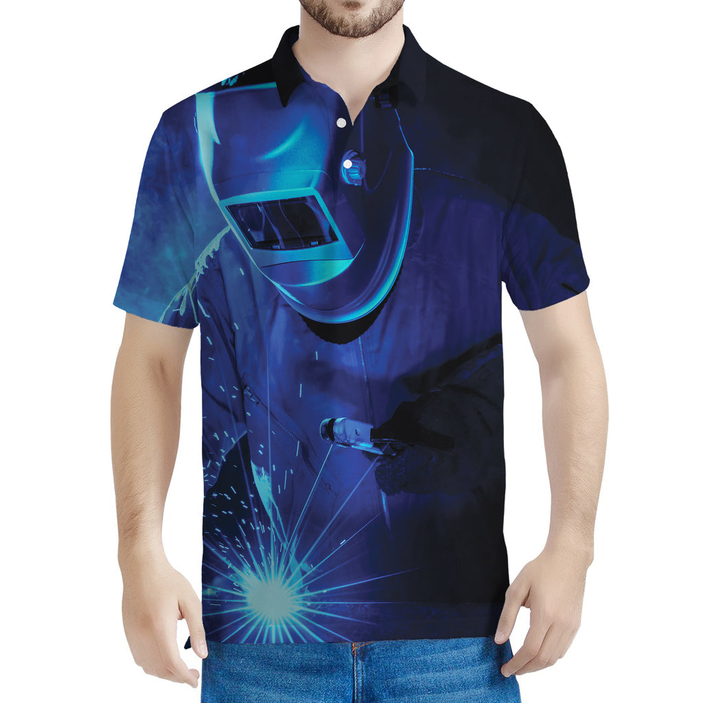 Industrial Welder Print Men's Polo Shirt
