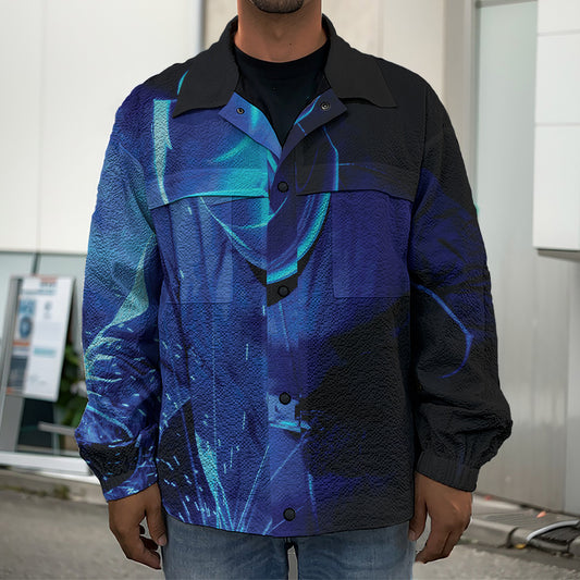 Industrial Welder Print Men's Shirt Jacket