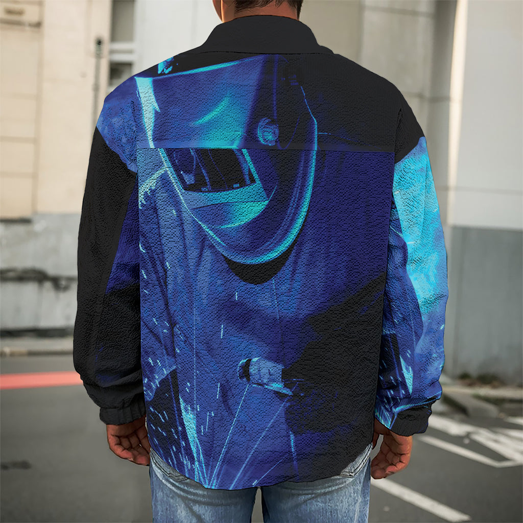 Industrial Welder Print Men's Shirt Jacket