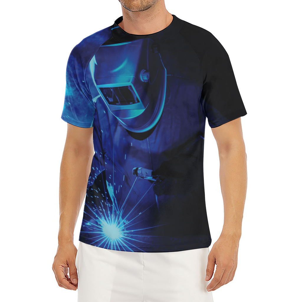 Industrial Welder Print Men's Short Sleeve Rash Guard
