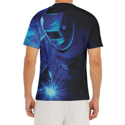 Industrial Welder Print Men's Short Sleeve Rash Guard