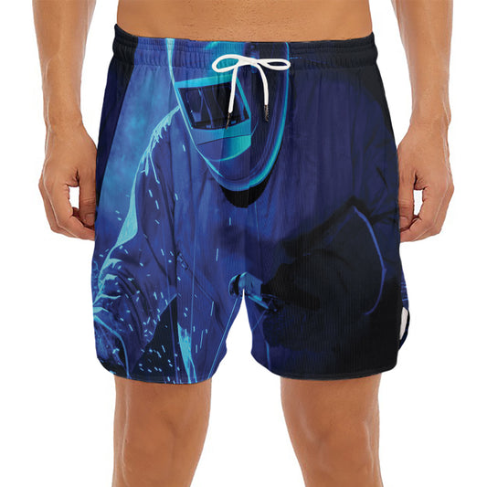 Industrial Welder Print Men's Split Running Shorts
