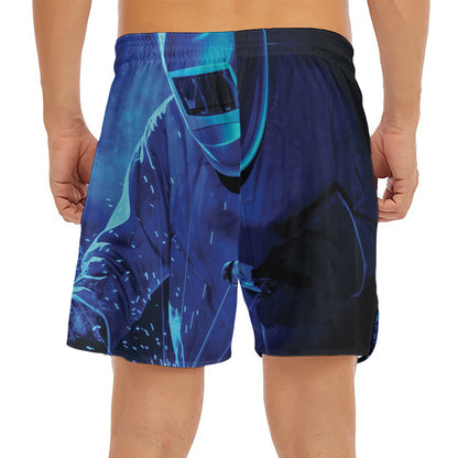 Industrial Welder Print Men's Split Running Shorts
