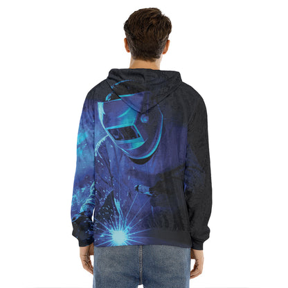 Industrial Welder Print Men's Velvet Pullover Hoodie