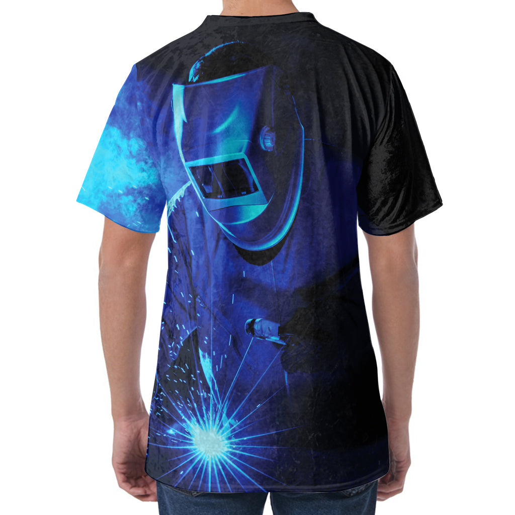 Industrial Welder Print Men's Velvet T-Shirt