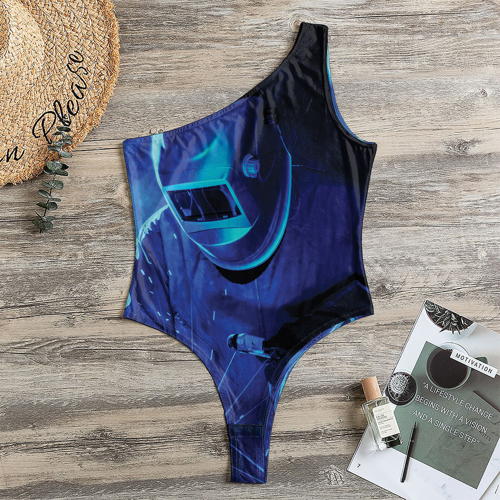 Industrial Welder Print One Shoulder Bodysuit