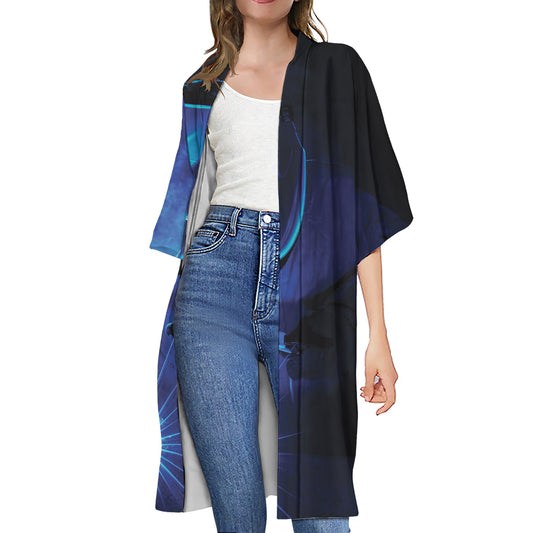 Industrial Welder Print Open Front Beach Cover Up