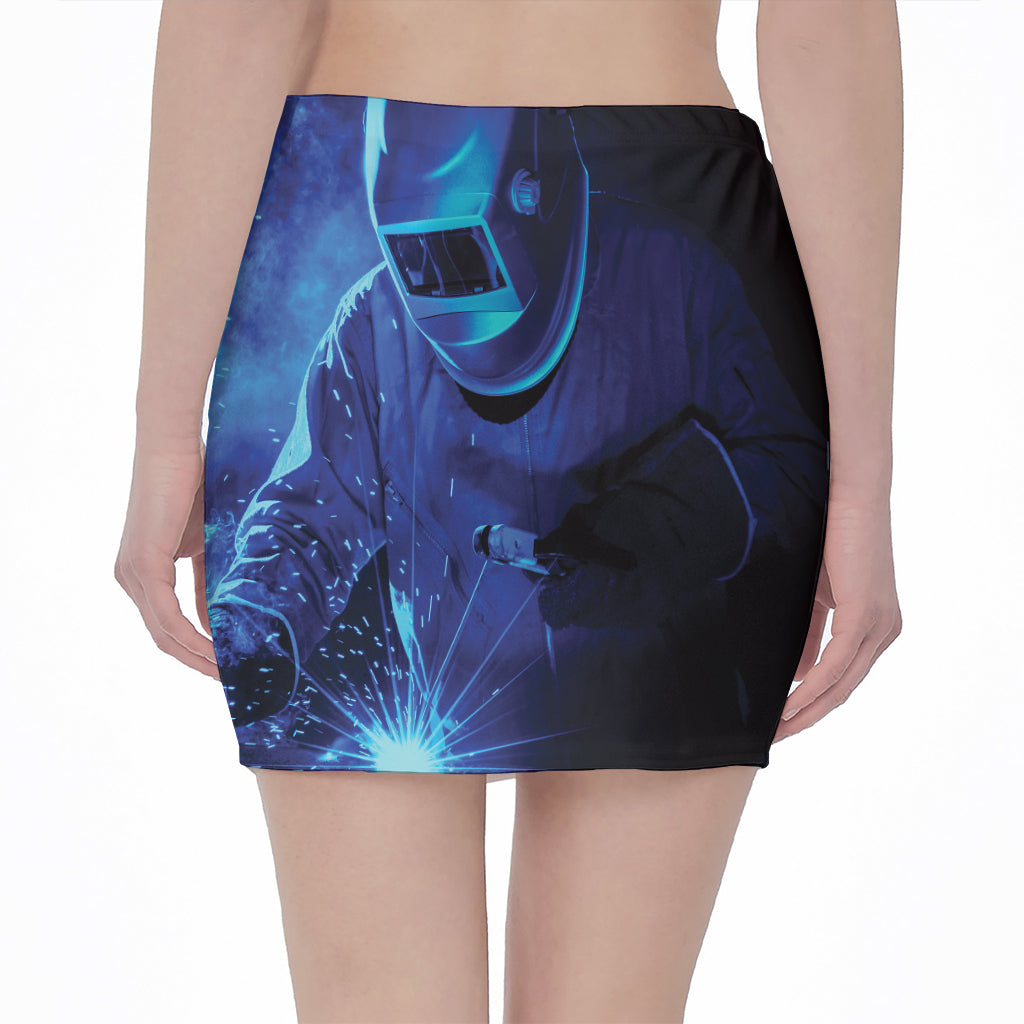 Industrial Welder Print Pencil Mini Skirt