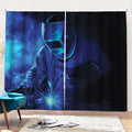 Industrial Welder Print Pencil Pleat Curtains