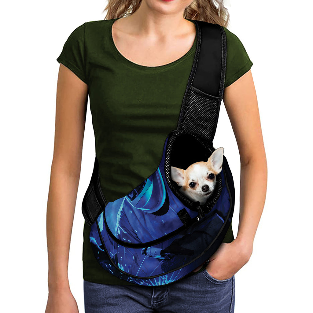 Industrial Welder Print Pet Sling Carrier
