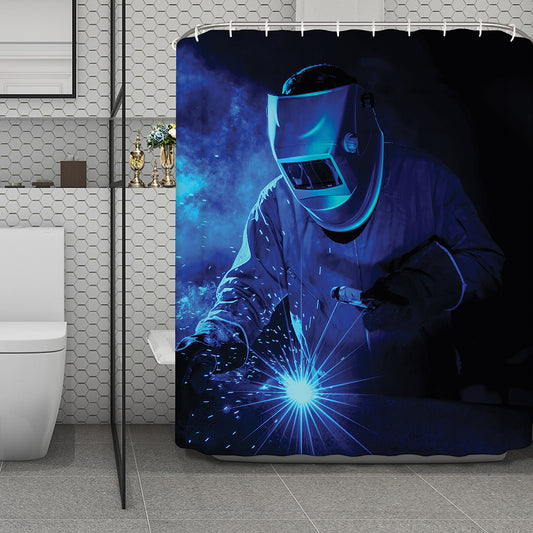 Industrial Welder Print Polyester Shower Curtain