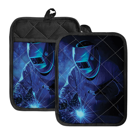 Industrial Welder Print Pot Holders With Pocket
