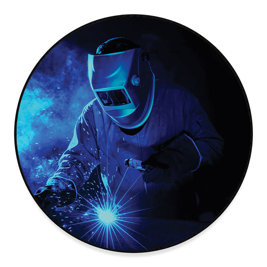 Industrial Welder Print Round Floor Mat