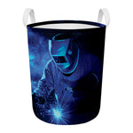 Industrial Welder Print Round Laundry Basket