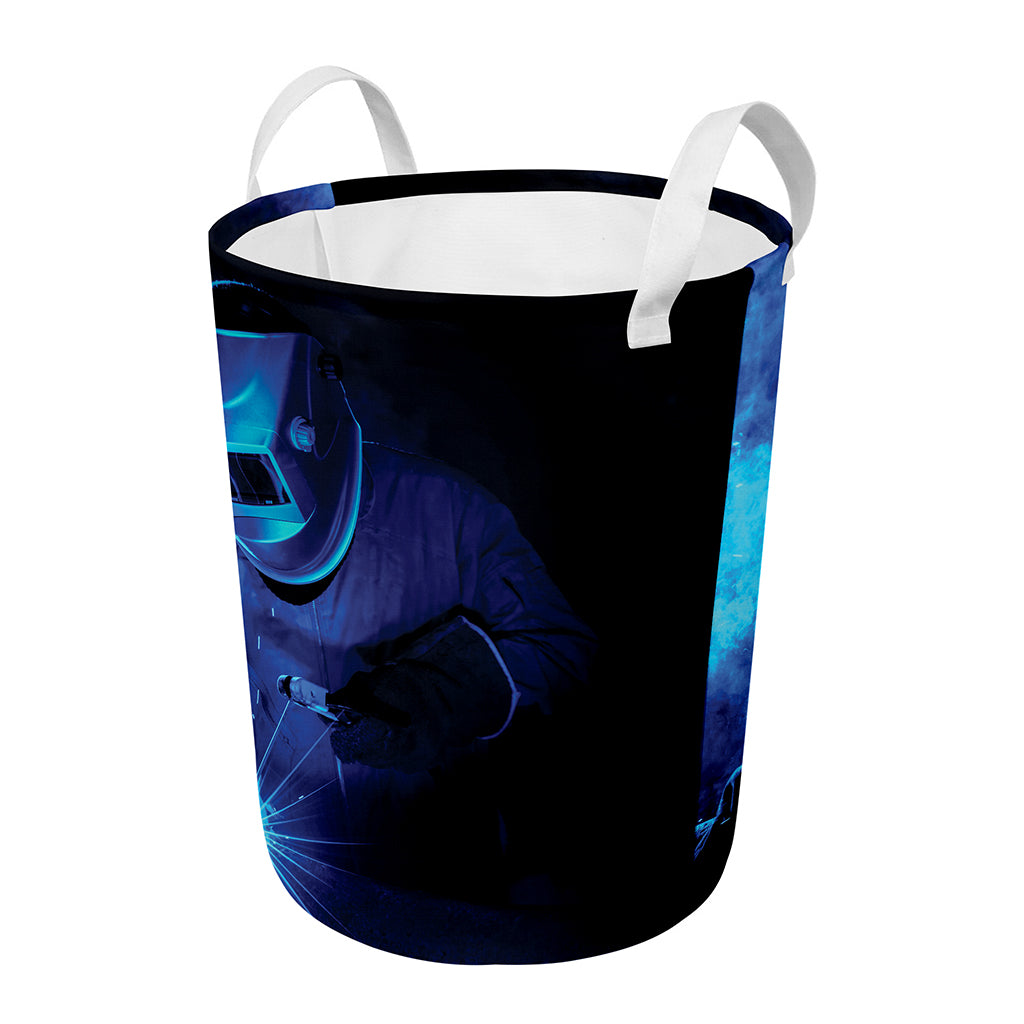 Industrial Welder Print Round Laundry Basket