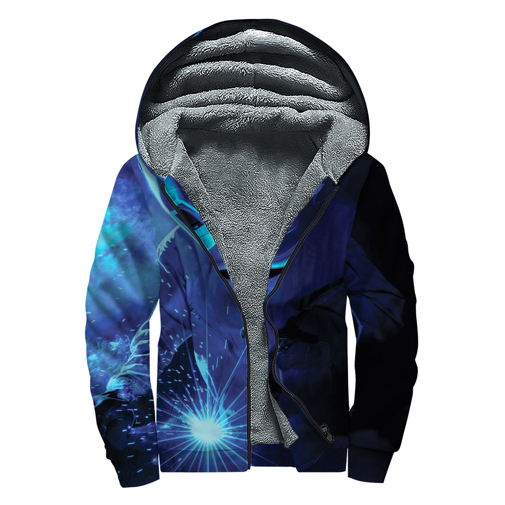 Industrial Welder Print Sherpa Lined Zip Up Hoodie