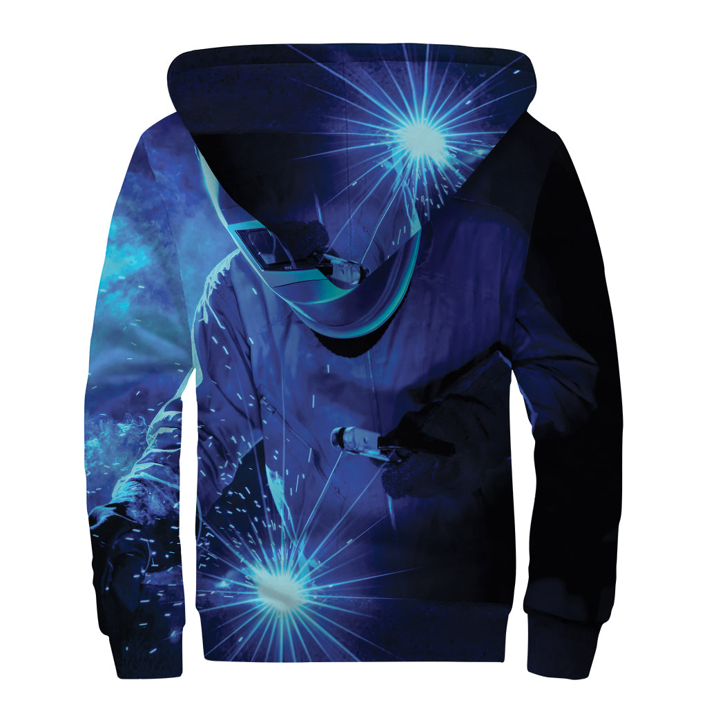 Industrial Welder Print Sherpa Lined Zip Up Hoodie