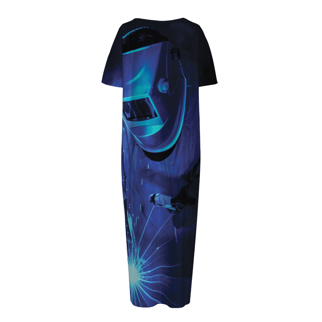Industrial Welder Print Short Sleeve Long Nightdress