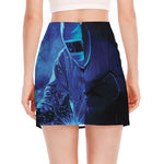 Industrial Welder Print Side Slit Mini Skirt