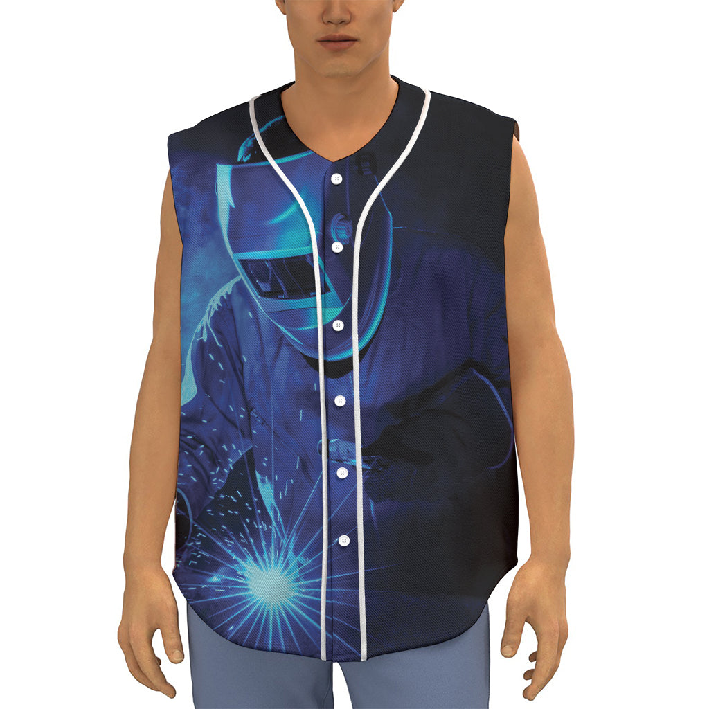 Industrial Welder Print Sleeveless Baseball Jersey