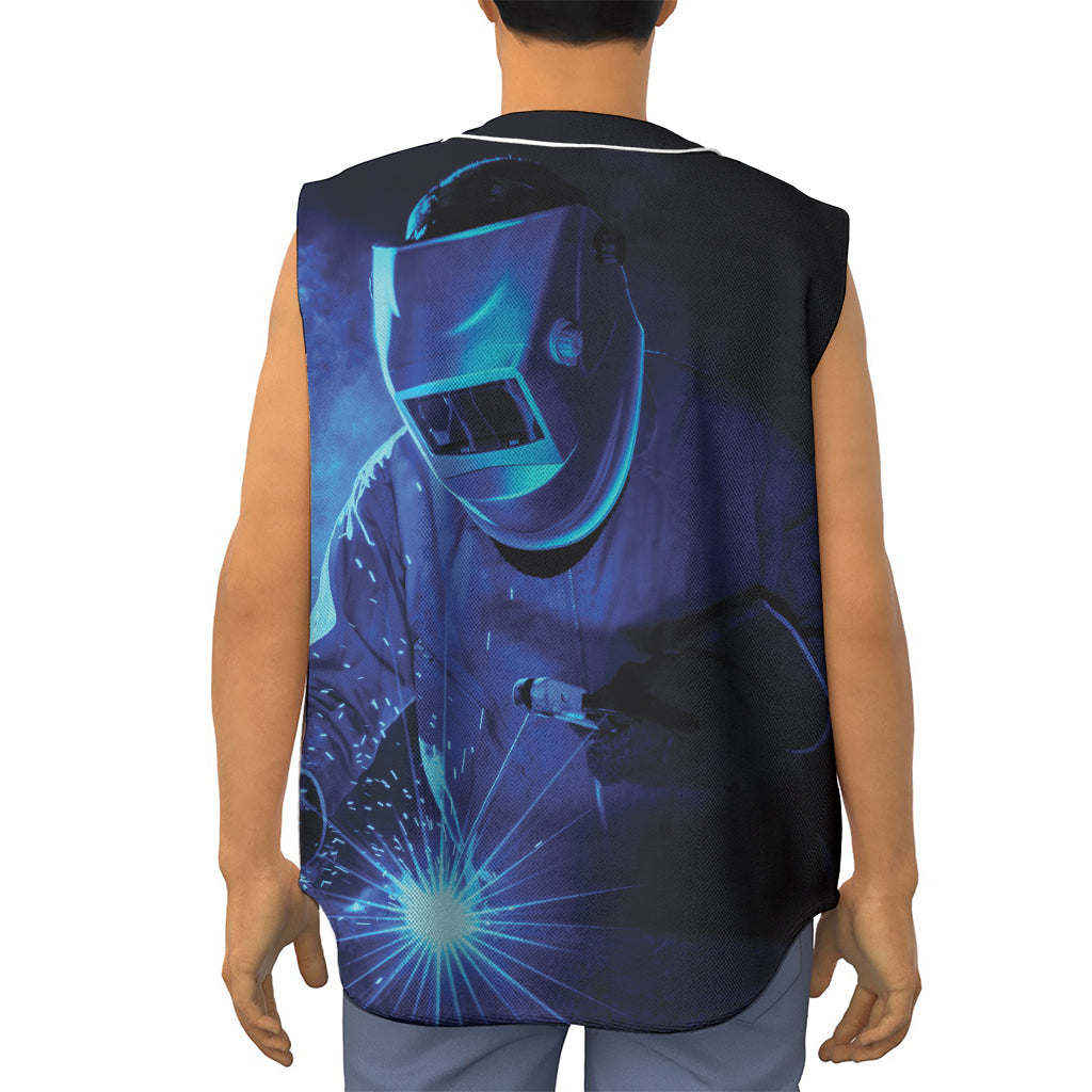 Industrial Welder Print Sleeveless Baseball Jersey