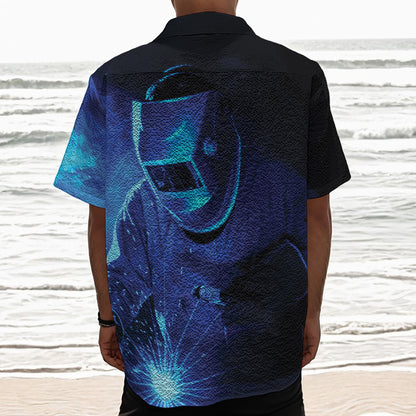 Industrial Welder Print Textured Short Sleeve Shirt