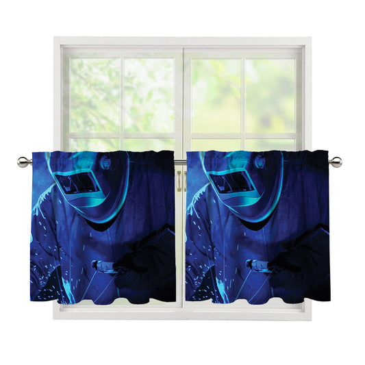 Industrial Welder Print Tier Curtains