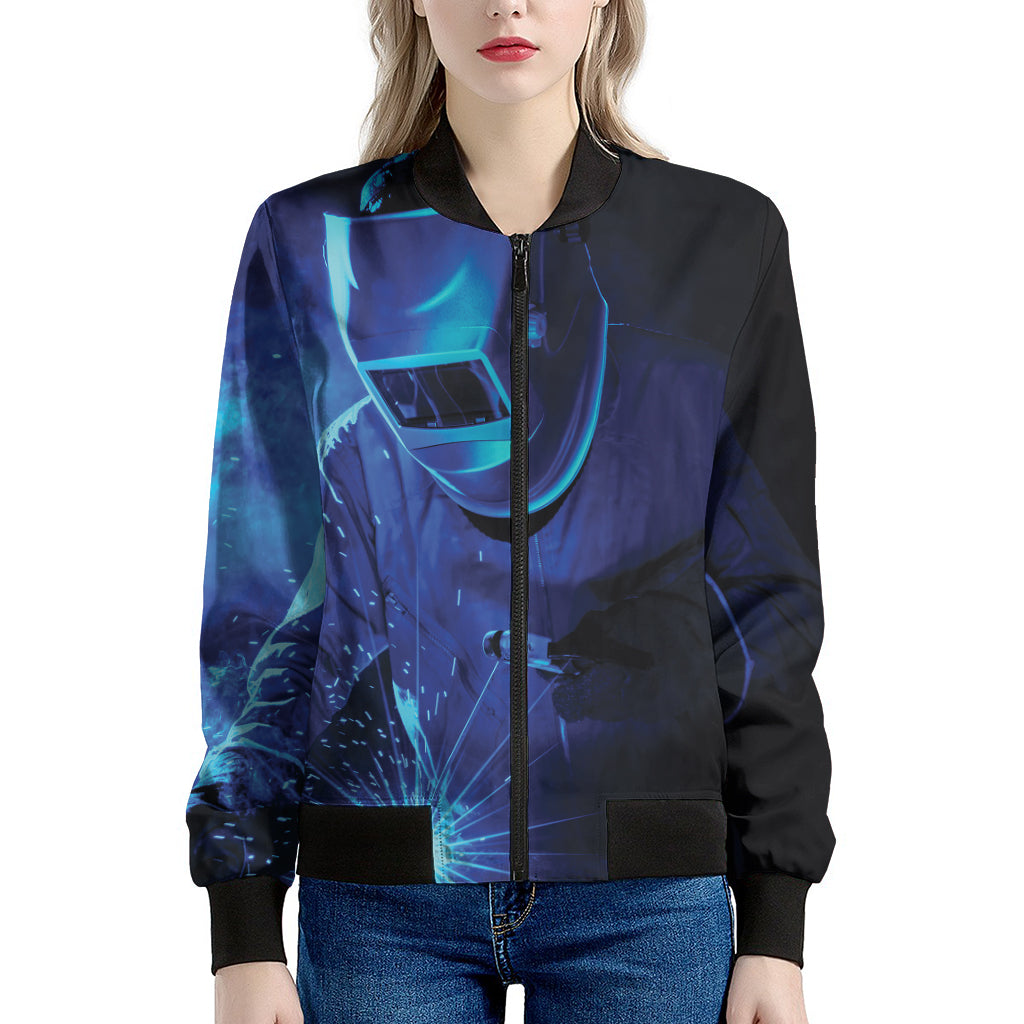 Industrial Welder Print Women's Bomber Jacket
