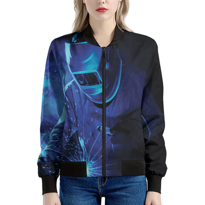 Industrial Welder Print Women's Bomber Jacket