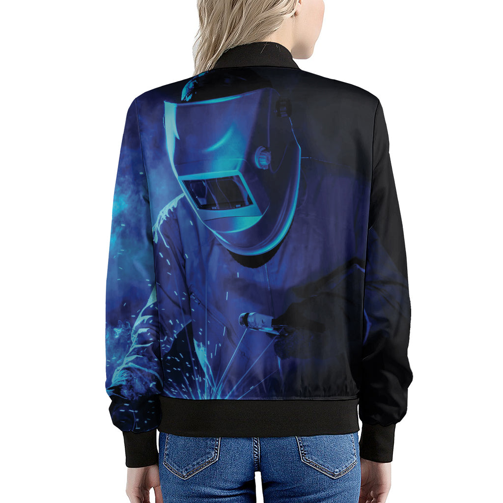 Industrial Welder Print Women's Bomber Jacket