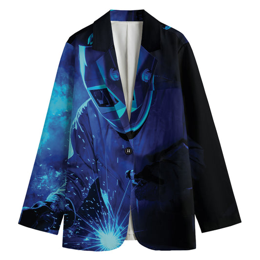 Industrial Welder Print Women's Cotton Blazer