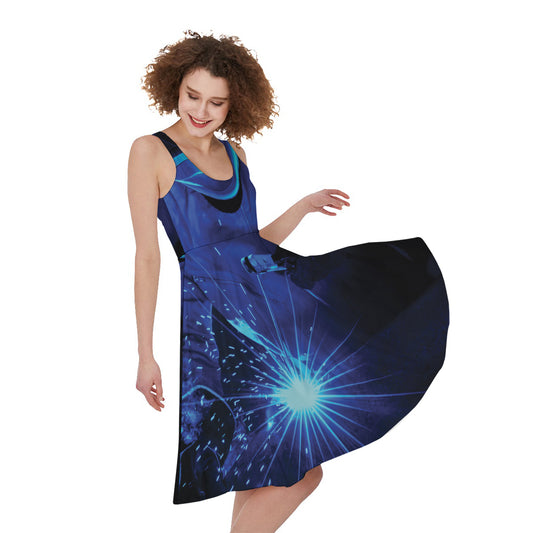 Industrial Welder Print Women's Sleeveless Dress