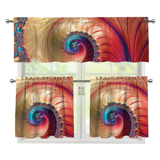 Infinite Fractal Print 3 Piece Kitchen Curtains