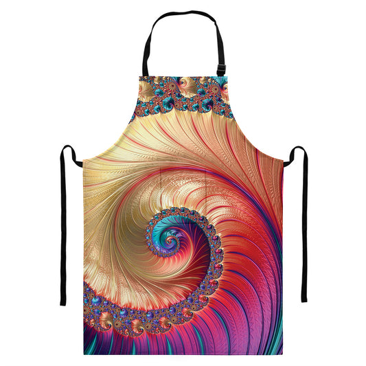 Infinite Fractal Print Bib Apron With Pocket