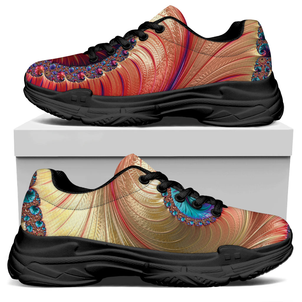 Infinite Fractal Print Black Chunky Shoes